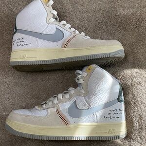 Nike High-Top Sneakers in White, Gray & Cream